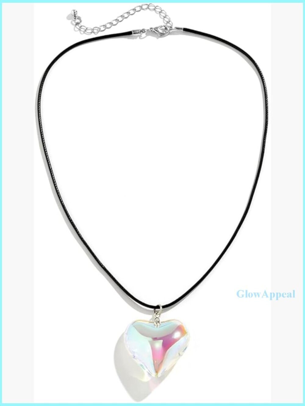 Chunky Glass Heart Choker Necklace, Adjustable Velvet Chain, Y2K Trendy Jewelry